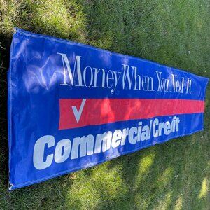 EUC Vintage 1990's Commercial Credit Company Tyvek Banner, 11.5 Ft. L x 3 Ft. W